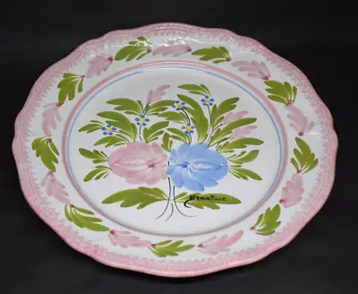 Buy Keraluc Quimper HandPainted Pink Floral Plate Vintage French Faience Art Pottery • 17.76£