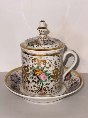 Buy Vintage KPM Hand Painted Porcelain Cup, Saucer, Lid • 39.85£
