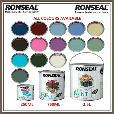 Buy Ronseal Outdoor Garden Paint - For Exterior Wood Metal Stone Brick - All Colours • 22.77£
