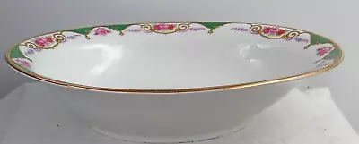 Buy Bloch & Co Bowl Eichwald Czech Floral Green White Gold Trim Oval Vtg Porcelain • 18.94£