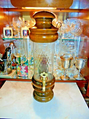 Buy Vintage Glass And Wood Jerez For Port/sherry Dispencer/decanter,with Brass Tap • 42£