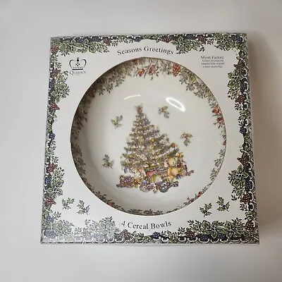 Buy Queens Myott Seasons Greetings Four Christmas Tree Dinnerware Salad/Cereal Bowls • 28.41£