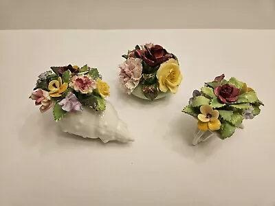 Buy Adderley Floral Bone China Lot Of 3 Flower Bouquet Figurines • 38.37£