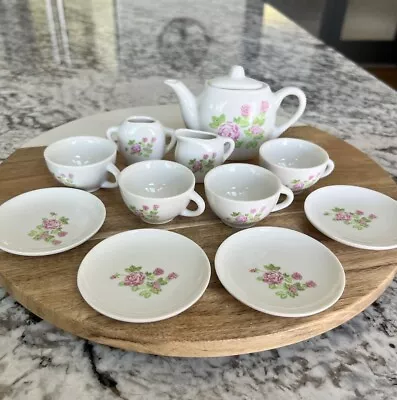 Buy Vintage Miniature Child's China Porcelain Tea Set 11 Pc Pink Rose Pattern EUC • 19.92£