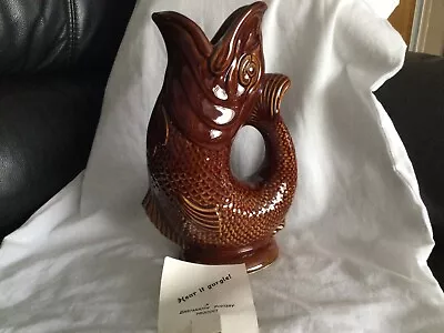 Buy Retro Dartmouth Pottery Gurgle Fish Vase Jug Pitcher Brown Glaze 24cm Large • 16£