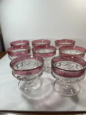 Buy 8 Vtg Colony Kings Crown Ruby Red Thumbprint Coupe Dessert Sherbet Glasses 6 Oz. • 43.43£