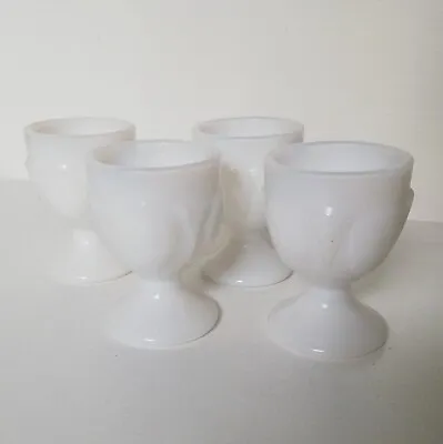 Buy Set Of 4 Vintage 1930s Hazel Atlas Pressed Milk Glass Chalice Egg Cups Bundle  • 17.99£