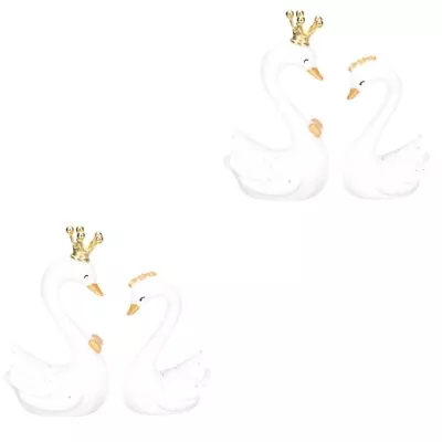 Buy  2 Pairs Swan Ornaments Resin Lovers Glass Decor Flower Pot Decorations • 12.99£