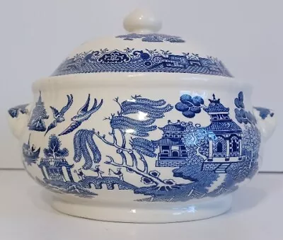 Buy Beautiful Churchill England China Blue White Willow Lidded Casserole W/Handes • 84.30£