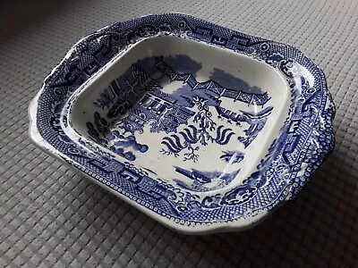 Buy Antique Blue & White Transfer Ware Willow Pattern Platter • 4£