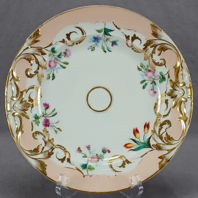 Buy Haviland Limoges Hand Painted Floral Peach & Gold Cake Plate C. 1850-1865 A • 61.57£