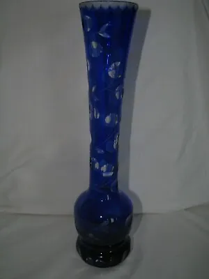Buy 12  Blue Vase CUT TO CLEAR LEAD CRYSTAL Germany • 18.93£