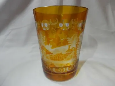Buy Vintage Bohemian / Czech Amber Crystal Drinking Glass • 48.17£