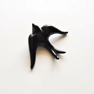Buy Black Glassed Painted Clay Swallow // Portuguese Ceramic Wall Swallow 14cm • 12£