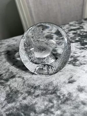 Buy Mats Jonasson Sweden Crystal Paperweight Etched Wren Signed • 8£