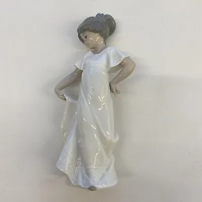 Buy Nao Lladro Porcelain Figurine How Pretty Girl In White Dress Dancing • 29.95£