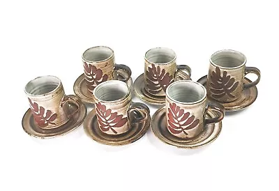 Buy Vintage Briglin Studio Pottery Coffee Set - 6 Cups & Saucers Stamped MINT • 28£