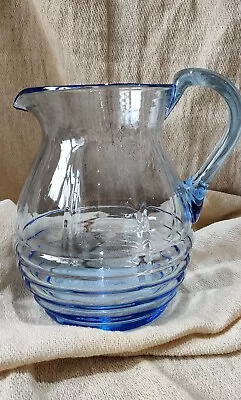 Buy Vintage Early 50s Whitefriars Sapphire Blue Ribbed Art Glass Jug Pitcher Rare • 46£