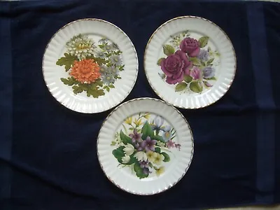 Buy 3 Royal Stafford Bone China Plates Floral Pattern • 5.03£