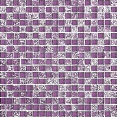 Buy Purple Glass Mosaic Wall Tiles Crackle Effect Bathroom Shower Basin GTR10070 • 8.99£