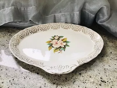 Buy Alfred Meakin England Vintage Serving Plate Dish Beige With Gold Pattern Flower • 20.62£