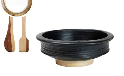 Buy Unglazed Terracotta Clay Pottery Mud Pot Earthen Handi Cooking Serving Black 2 L • 139.20£