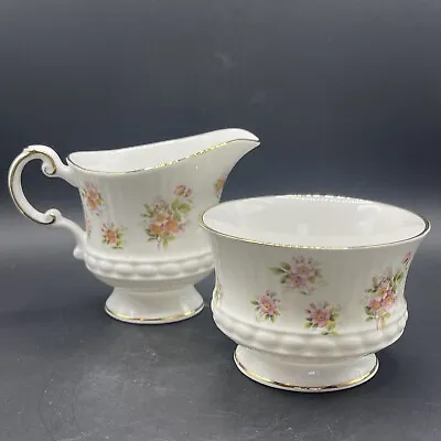 Buy Queens Fine Bone China Apple Blossom Creamer And Sugar Set Made In England • 28.35£