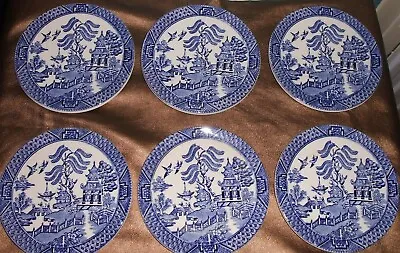Buy 6 X English Ironstone Tableware Ceramic Blue And White Willow Pattern Coasters • 19.99£