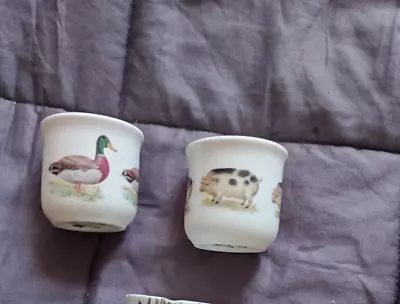 Buy 2 Bone China Egg Cups With Animal Decorations (1 Pig, 1 Duck) James Dean Pottery • 5£