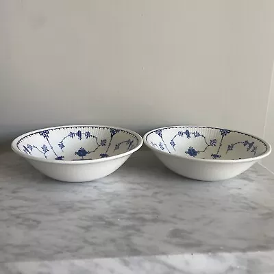 Buy 2 Denmark Blue Cereal Bowls With Fluted Rims - By Masons • 18£