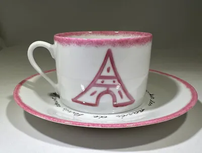 Buy Limoges France Rose Pink & White Cup & Saucer Set Eiffel Tower Porcelain RARE ! • 14.46£