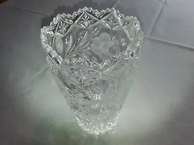 Buy Antique Vintage Heavy Crystal Cut Glass  Vase Immaculate Condition • 12£
