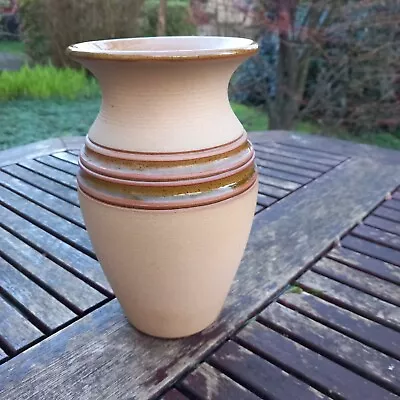 Buy Poole Hand Thrown Matt Beige Vase With Glazed Banding And Interior • 22£