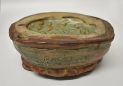 Buy Michigan Artist John Glick Pottery Green & Rust Dish • 177.89£