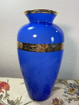 Buy Vintage Christallerie Italiane Vase Cobalt Blue & Gold 24k (?) Art • 25.94£