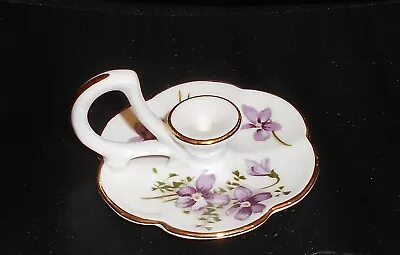 Buy Miniature Hammersley Victorian Violets Bone China Chamber Stick Candle Holder • 12£