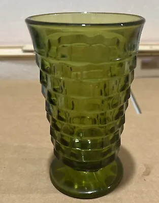 Buy VTG Indiana Glass Whitehall Avocado Green Cubist Tumbler Footed 6” Glass • 8.55£