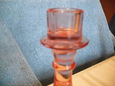 Buy Vintage Pink Glass Tall Candlestick Holder • 14.20£