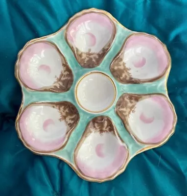 Buy One Antique French Porcelain Oyster Plate,  Circa 1900, Hand Painted • 239.76£