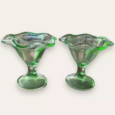 Buy 1980s Pair Of Vintage French Green Glass Dish Bowls • 15£