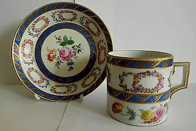 Buy Antique 18th C Nyon Porcelain Floral Coffee Can And Saucer In The Sevres Style • 750£