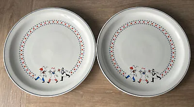 Buy 2x BHS Dinner Plates Bon Appetit Red Retro Chef Characters Decorative • 8.99£