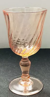 Buy Vintage Pink Depression Wine Glass Goblet ARCOROC OPTIC SWIRL FRANCE Replacement • 11.37£