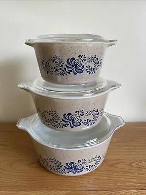 Buy 3 X Vintage Pyrex Homestead Casserole Dishes With Lids 1l, 1.5l & 2.5l Very Good • 35£