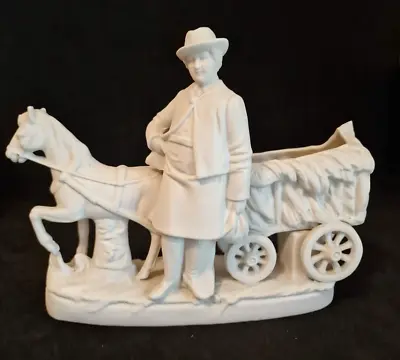 Buy Vintage German Parian Ware Ornament Of A Man With His Horse And Cart • 9.95£