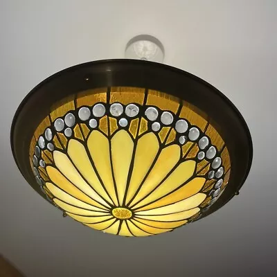 Buy Vintage Tiffany Style Ceiling Light Stained Glass Leaded Hanging Shade Pendant • 49.97£