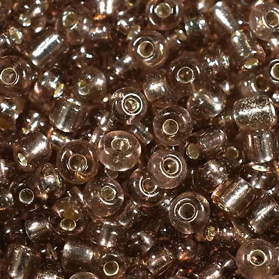 Buy 4mm BROWN Silver-Lined Glass Seed Beads ? 50g Pack Size 6/0 Approx 700 Beads • 2.48£