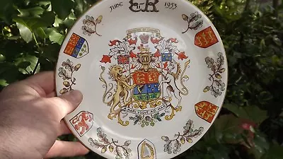 Buy 1953 Queen Elizabeth 11 Coronation Grays Pottery Plate Heraldic Design • 24.99£