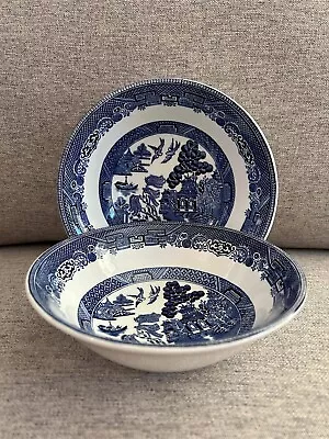 Buy Excellent Condition Johnson Brothers Made England Blue Willow Bowls Set Of 2 • 28.41£