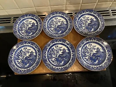 Buy Burleigh Ware Willow Side/pie Plates X 6. Gilt Edge. UK P&P Incl. • 33.29£